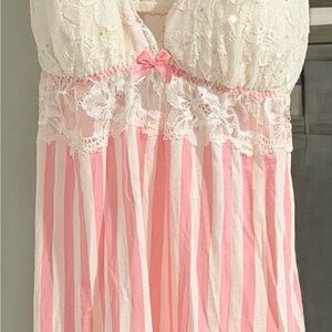 Victoria's Secret Pink and Cream Lace Chemise